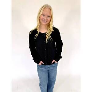 NEW VERY J button front cardigan sweater in black